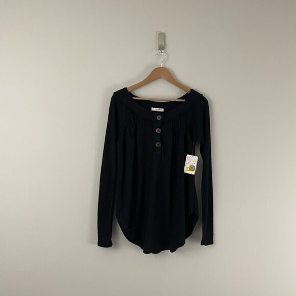 Free People We The Free Must Have Henley Top in Black Size XS - Picture 1 of 7